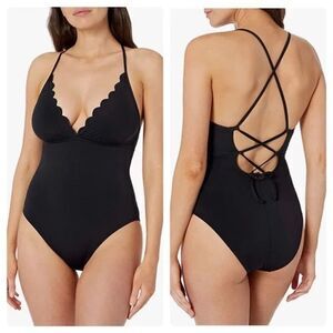 🚨 3 for $25 - LA Blanca Black Scallop One Piece Swimsuit